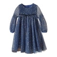 thumbnail image 2 of Fozruso Girls Basic Dresses Toddler Girls Long Sleeve Star Moon Sequin Dress Dance Party Dresses Clothes Sizes 3-4 Years, 2 of 5