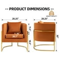 thumbnail image 2 of Velvet Accent Barrel Chairs Set of 2, Modern Arm Club Chair Set with Pillow for Living Room / Bedroom / Guest Reception, Channel Tufted, Gold Finish Base, Orange, 2 of 7