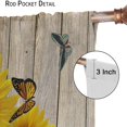 thumbnail image 6 of Sunflower Curtains, Vintage Wood Panel Sunflower Butterfly Floral Bedroom Living Room Nursery Window Decorative Curtains 55x63in, 6 of 6