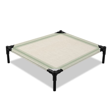 Vintage Green Checkered Elevated Dog Bed Country Rustic Minimalist Farmhouse Grid Cooling Breathable Outdoor Raised Dog Cot Bed with Metal Frame Non-Slip Feet for Small Dog 20x20in