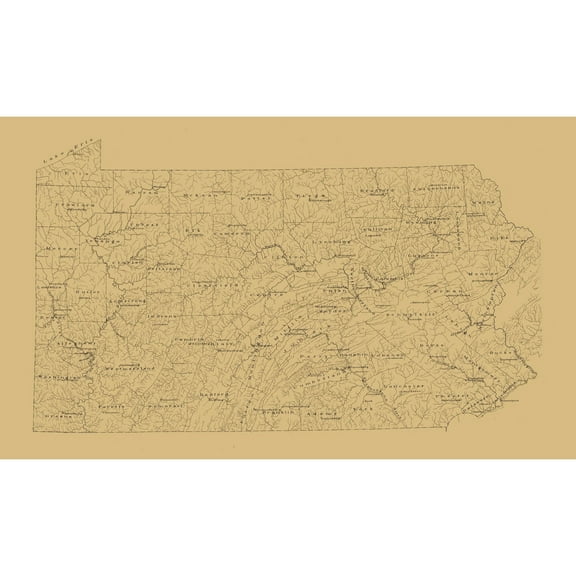 Historic State Map - Pennsylvania - 1893 - 38.64 x 23 - Vintage Wall Art