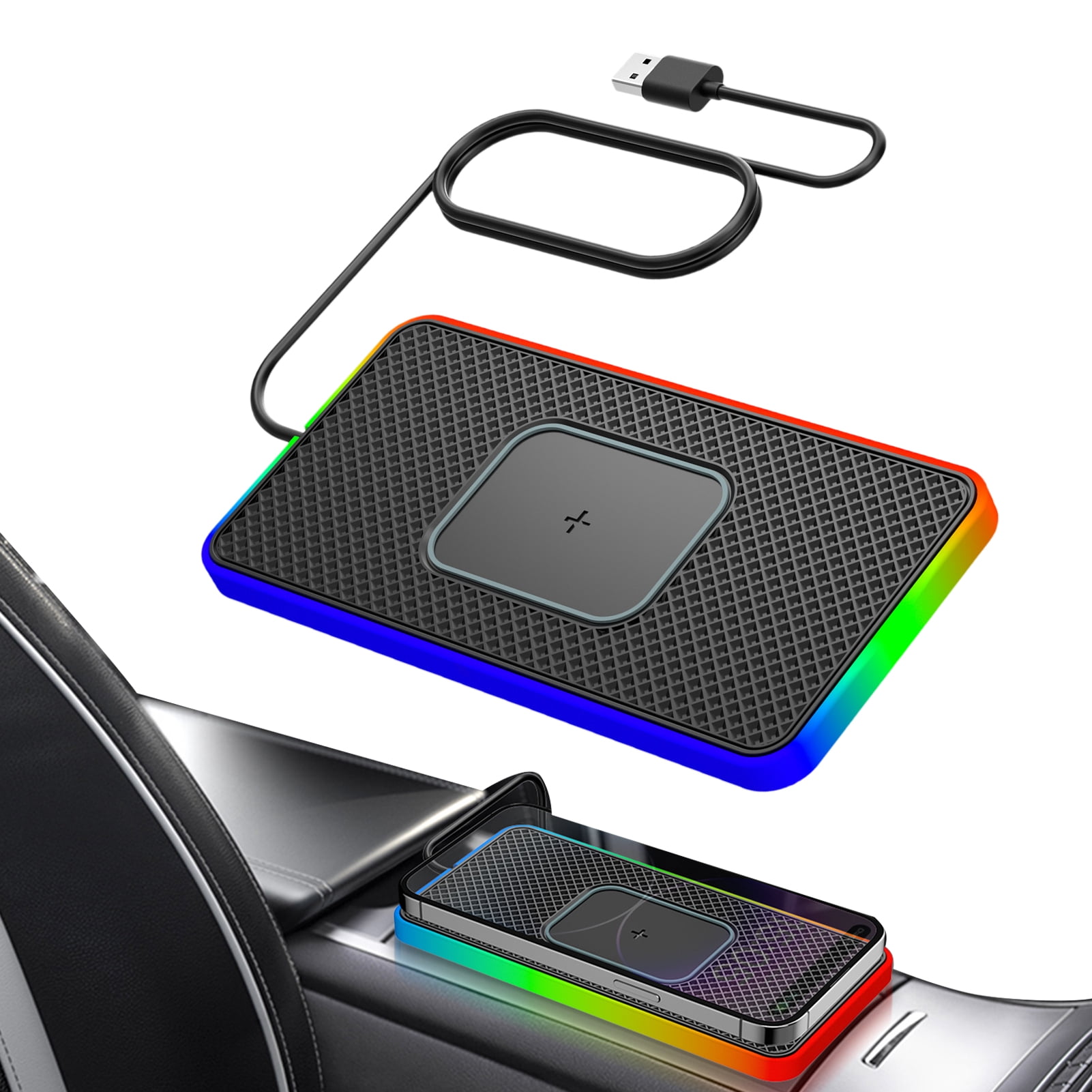 Wireless Charging Pad for Car, Non Slip Fastcharger 15W, QI Car Charger, Fast Charging Pad Supports Wireless Charging for Car Auto