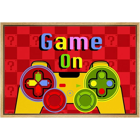 IDEA4WALL Framed Canvas Art Wall Decor Mario Video Arcade Playstation Console and Game On Pop Culture Media Illustrations Pop Art Modern Colorful for Dorm Home Office - 24"x36"