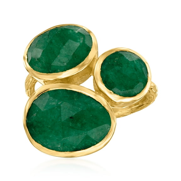 Ross-Simons 12.90 ct. t.w. Emerald Ring in 18kt Gold Over Sterling, Women's, Adult