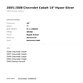 thumbnail image 2 of 2005-2008 Chevrolet Cobalt 18" Hyper Silver OEM Factory Wheel Rim 19153406, 2 of 2