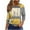 Yellow, variant on Womens Plus Size Tops Fashion Printed Fall 3/4 Length Sleeve Crewneck Graphic T-Shirts Loose Oversized Dressy Tunic Pullover Blouse Purple M