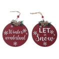 thumbnail image 1 of Ornement Rond Plat De Noël Avec Texte - Ensemble De 2, 1 of 3