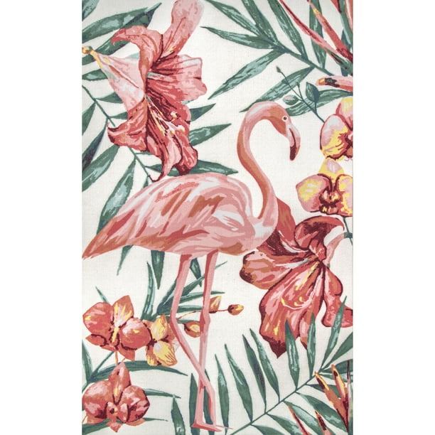 nuLOOM Oasis Floral Flamingo Indoor/Outdoor Area Rug, 8', Multi ...