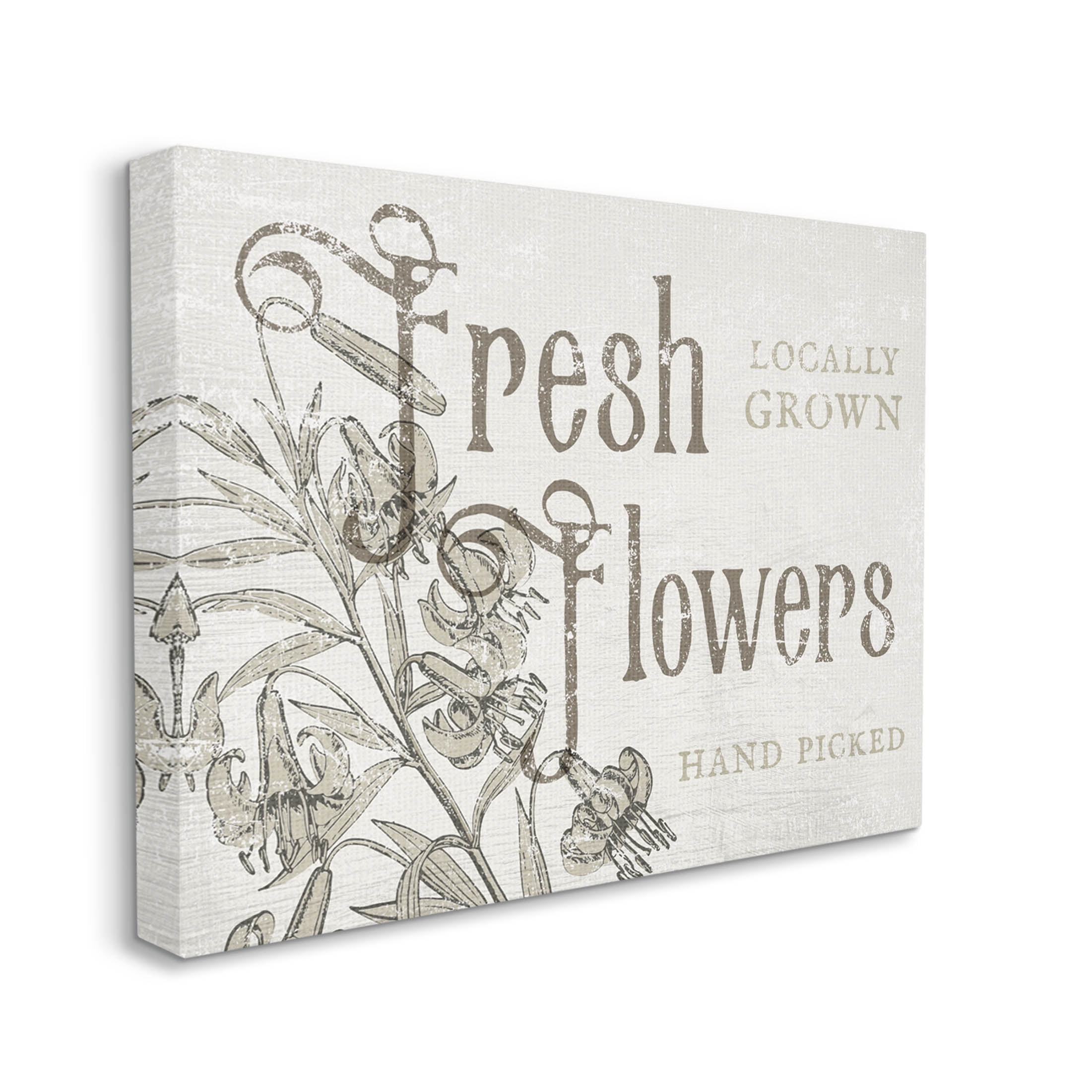 Stupell Industries Antique Fresh Flowers Botanical Signage Graphic Art Gallery Wrapped Canvas Print Wall Art, Design by Daphne Polselli