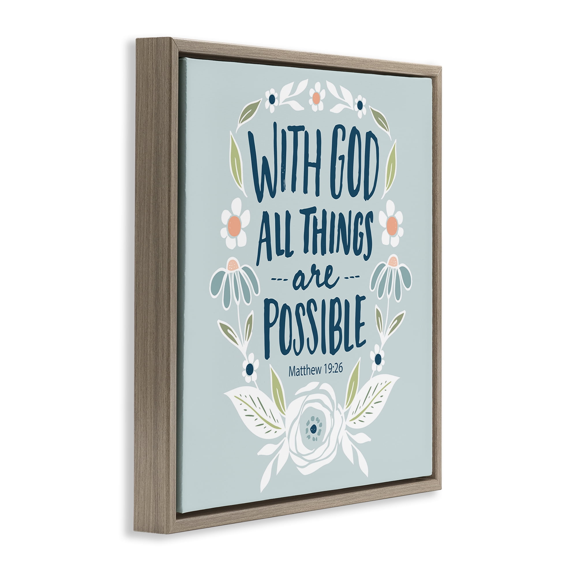 Stupell Industries All Things Possible Verse Religious Painting Brown Floater Framed Art Print Wall Art, 18 x 18