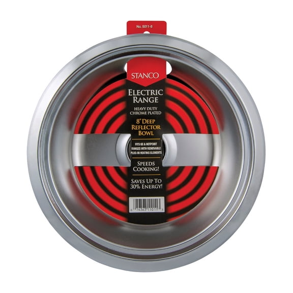 STANCO METAL PROD Electric Range Reflector Bowl, Deep Inset, Chrome, 8-In. 5011-8