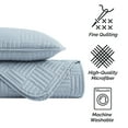 thumbnail image 5 of Southshore Fine Linens Oversized Quilt Bedding Set lightweight, prewash fabric soft coverlet bedspread 3-Piece with two matching shams (98 in wide x 98 in long), Grid Dusty Blue, Full / Queen, 5 of 9