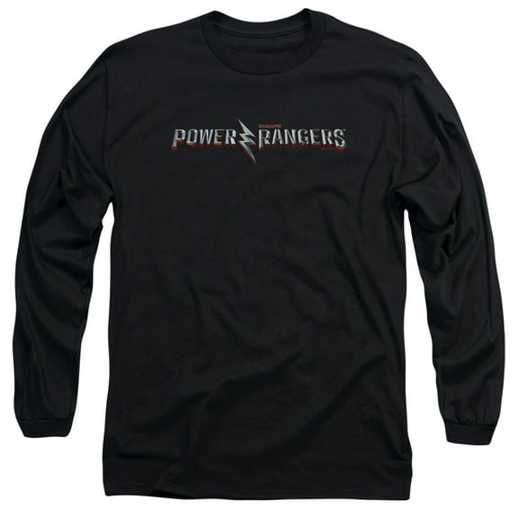 Power Rangers Movie Logo Long Sleeve Adult 18/1 T-Shirt Black