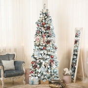 VEIKOUS 8 Ft Pre-lit Artificial Pencil Christmas Tree w/ 300 LED Lights, Indoor