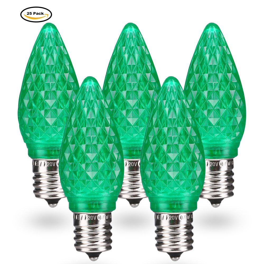 LED C9 LED Light BULB Green Faceted CHRISTMAS Replacement 5 Diode E17 Base NEW 