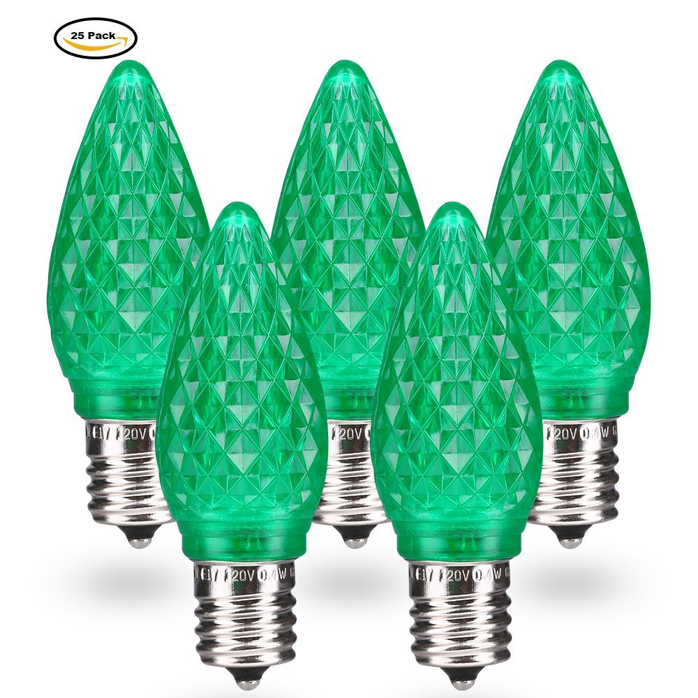 Brizled C9 Christmas Light Bulbs,Green Replacement LED Bulb, Commercial
