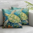 thumbnail image 3 of COMIO Outdoor Beach Throw Pillow Covers Blue Sea Turtle Seahorse Decorative Coastal Ocean Theme Decor Square Cushion Pillows Cover  Pillow Cases for Patio Couch Sofa Marine Animals, 3 of 5