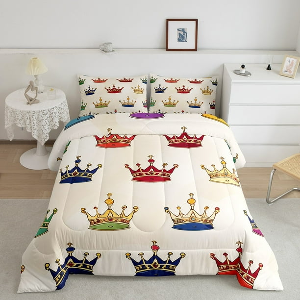 YST Queen and King Bedding Sets Queen for Girls Boys Crown Duvet Insert
