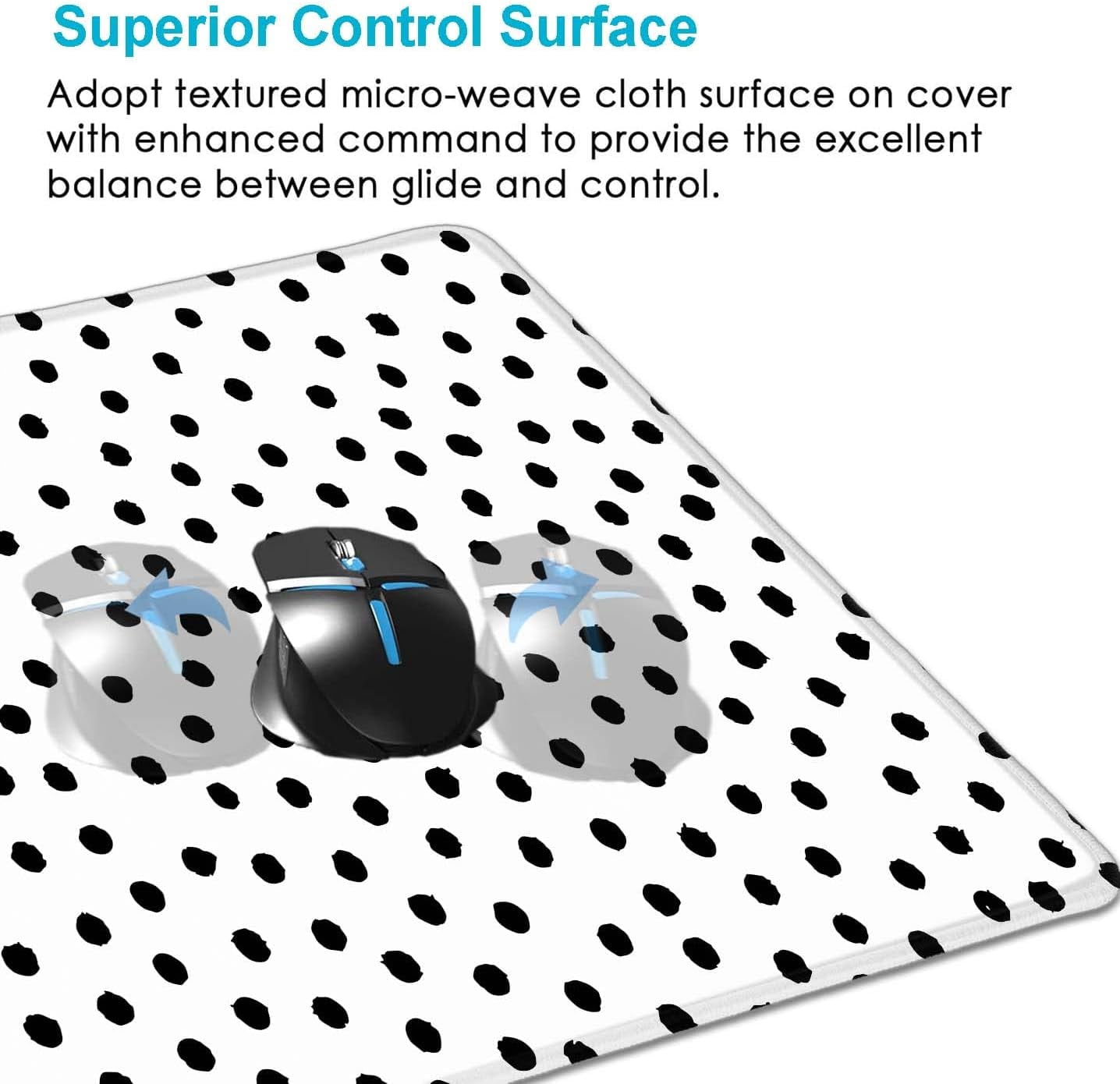 Black and White Dots Print Mouse Pad Long Extended Desk Mat with Stitched Edges, Aesthetic Cute Trendy Workspace Accessory, Boho Chic Desk Pad, 31.5 x 11.8 in, Perfect for Stylish Offices