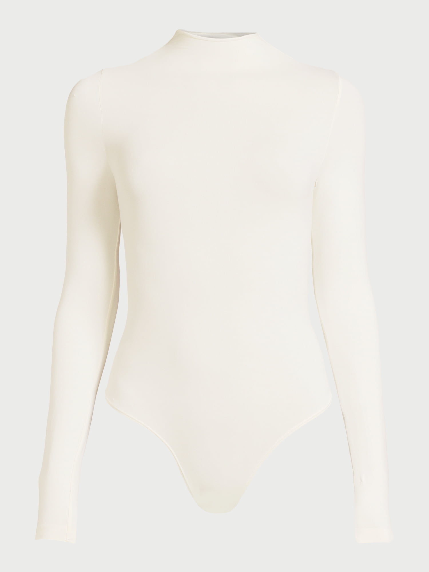 Scoop Women's Seamless Mock Neck Bodysuit with Long Sleeves, Sizes XS-XXL