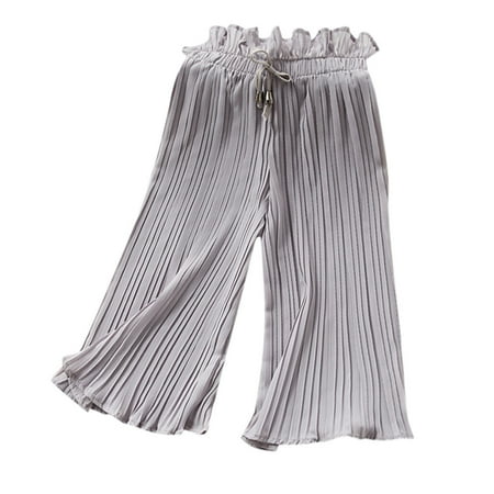 

Baby Girl Pants Girls Wide Leg Pants Lightweight Casual Elastic Waist Straight Loose Trousers For Kids Girls Pants Kids Pants(Color:Grey Size:3-4 Years)