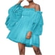 thumbnail image 1 of Moda mujer sexy casual fuera del hombro manga larga sólido mini vestido vestidos Pompotops  ghjkhdj18147, 1 of 8