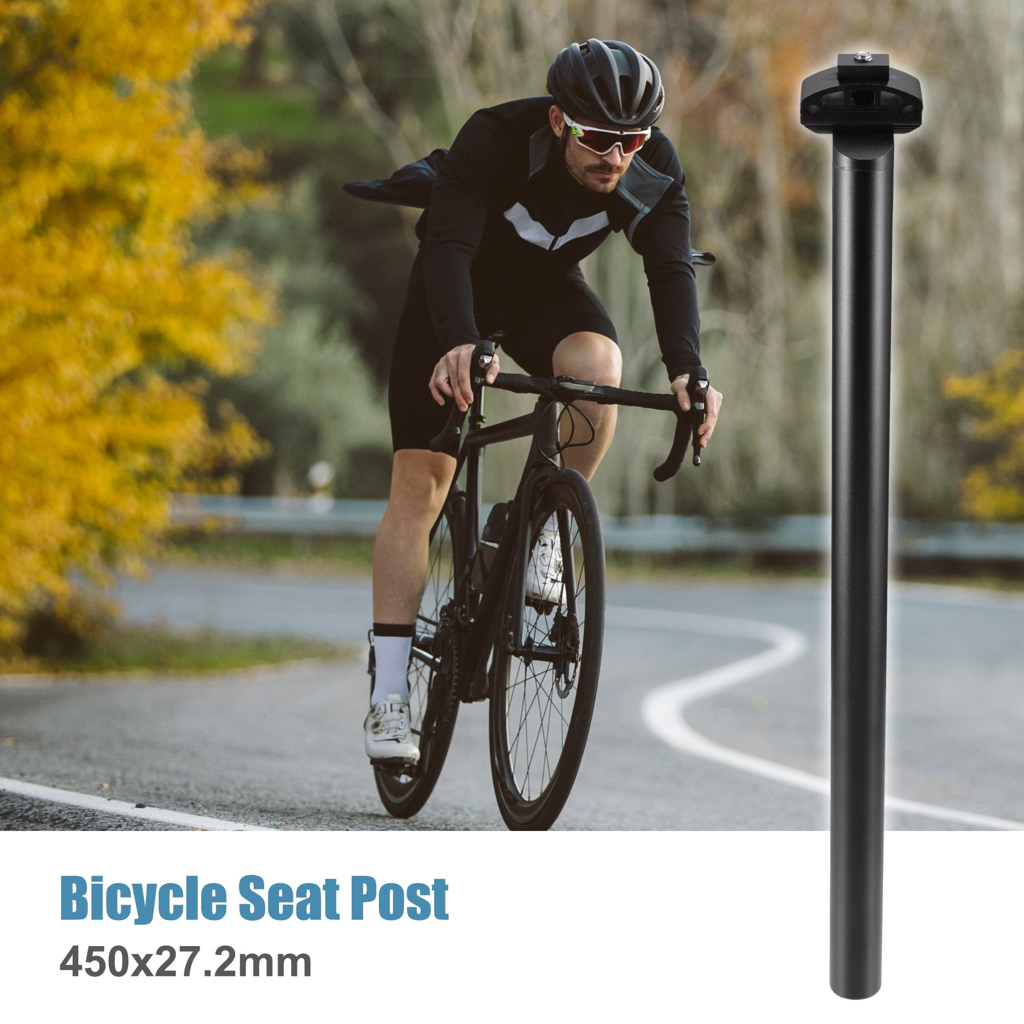 Unique Bargains Bike Seat Post Aluminum Alloy Bicycle Mountain Saddle Pole 27.2x450mm