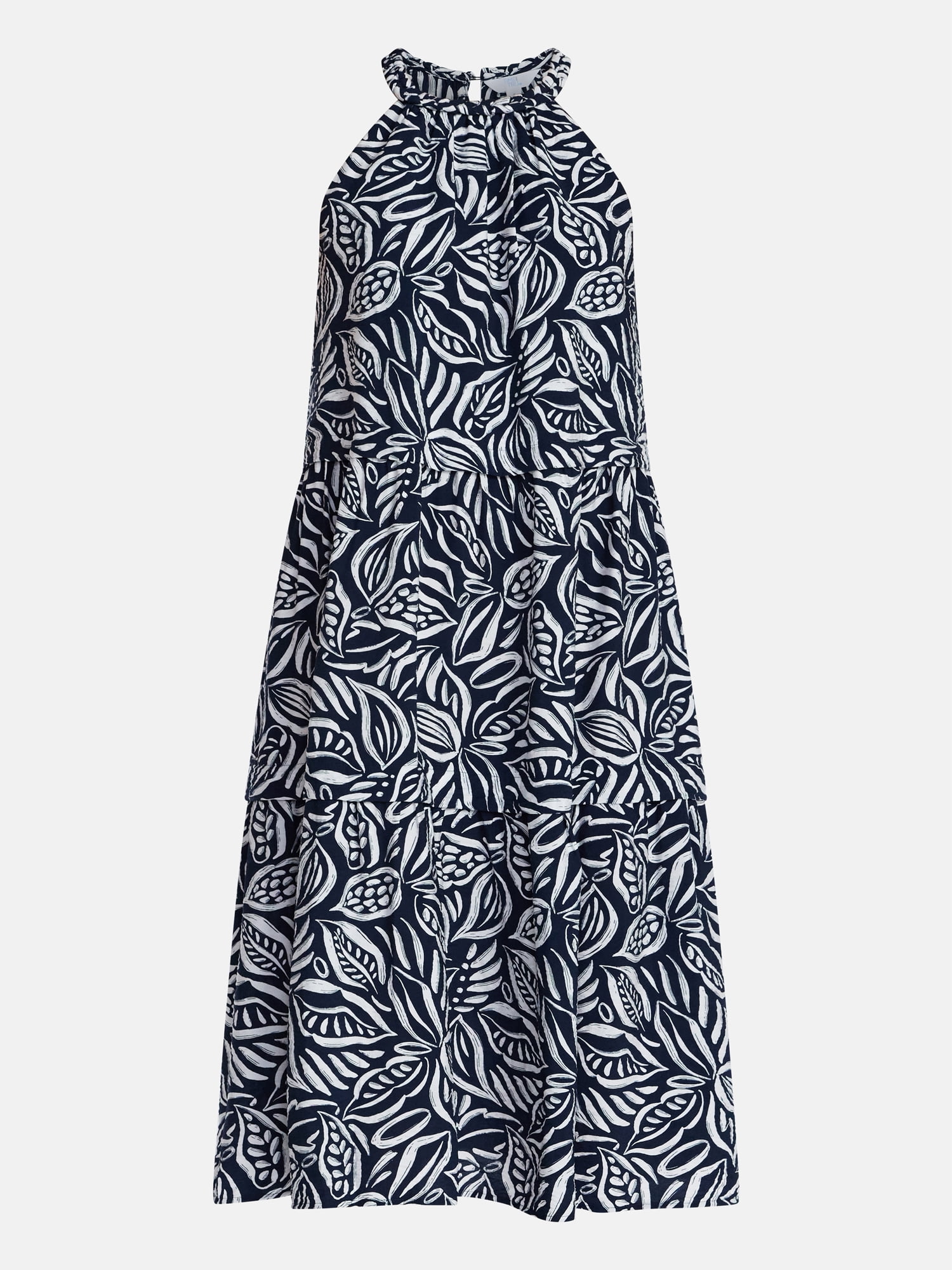 Time and Tru Women's Braided Neck Midi Dress, Sizes XS-XXXL
