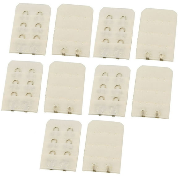 INSPIRE CHIC Lady Beige 2 Hooks 3 Row Bra Strap Extender 10 Pcs for Comfortable Fit and Easy Adjustment Beige