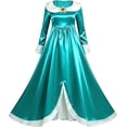 thumbnail image 4 of 6-Piece Galaxy Princess Cosplay Costume Set for Women, Satin Cosplay Party Gown with Crown, Star Wand & Accessories, Complete Halloween Dress-Up Outfit (Teal ), 4 of 8