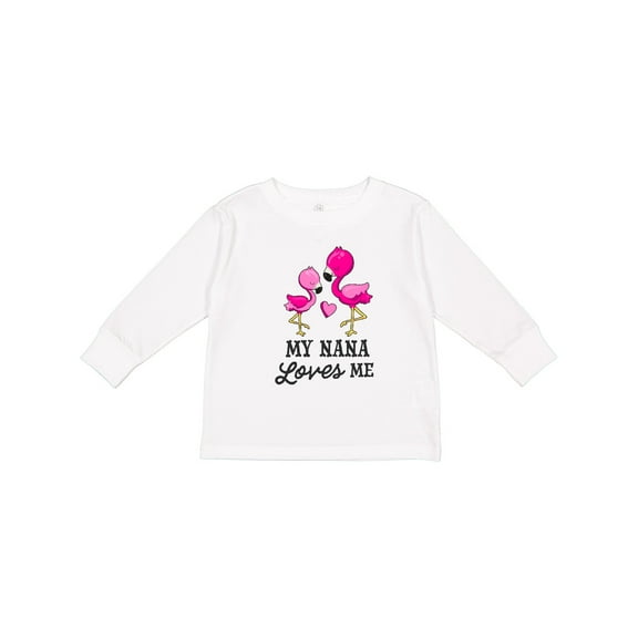 Inktastic My Nana Loves me with Two Flamingos Boys or Girls Long Sleeve Toddler T-Shirt