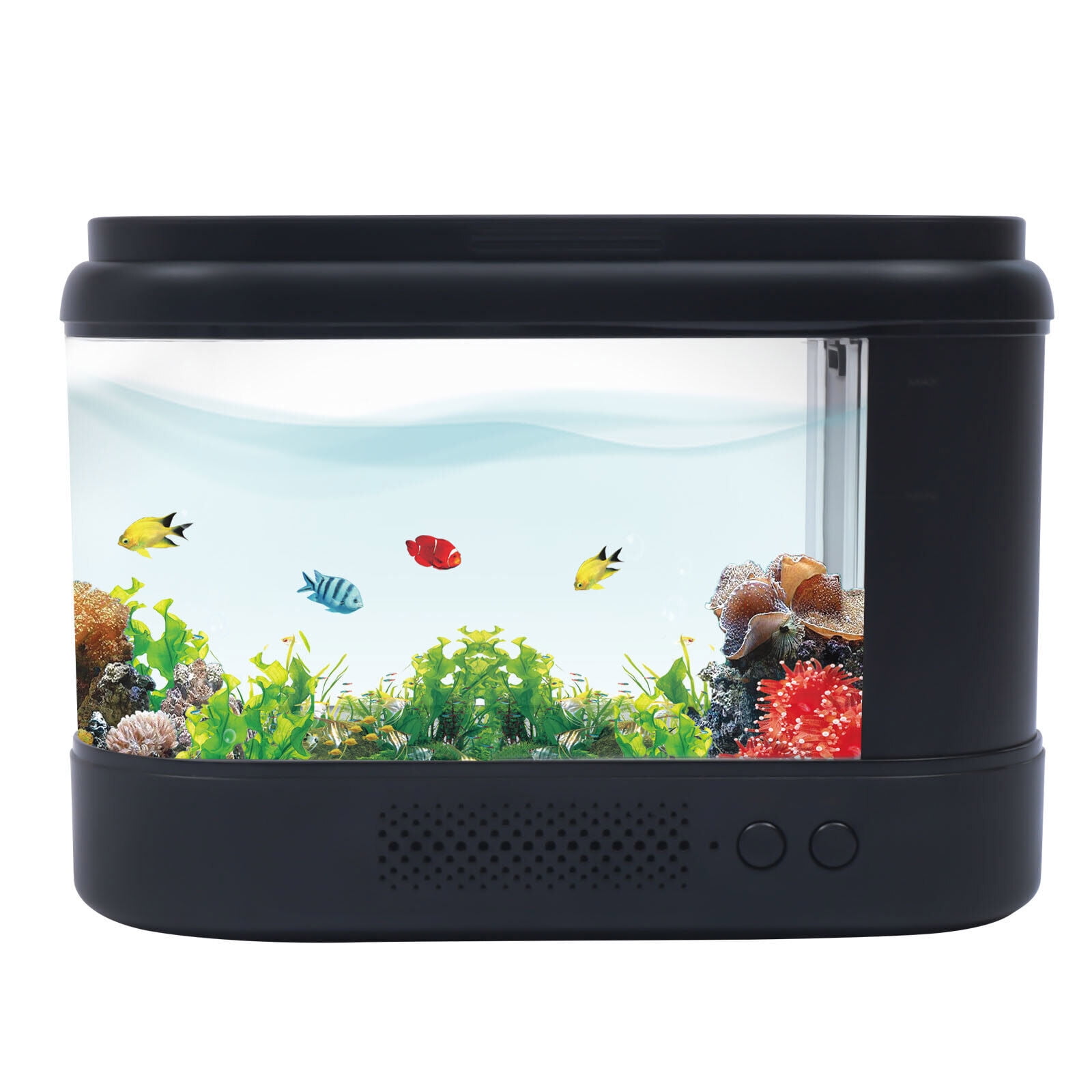 HiKaRiGuMi Acrylic Glass Water Cycle Ecological Mini Fish Tank Desk Decoration Black - Walmart.com