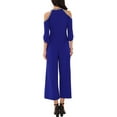 thumbnail image 3 of INSPIRE CHIC WOMLAYOUT Women's Halter Jumpsuits Sequin Cold Shoulder Split Sleeve Party Cocktail Wide Leg Jumpsuits S Dark Blue, 3 of 5