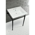 thumbnail image 3 of Kingston Brass KVPB25227W4MB Edwardian 25" Ceramic Console Sink with Brass Legs (4-Inch, 3-Hole), White/Matte Black, 3 of 8