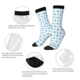 thumbnail image 6 of Goofa Blue and White Squares Printed Men's Crew Socks, Soft Durable Breathable Moisture-Wicking with Odor Control Cotton socks, 6 of 9