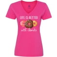 thumbnail image 3 of Inktastic Life is Better with Donuts Women's V-Neck T-Shirt, 3 of 5