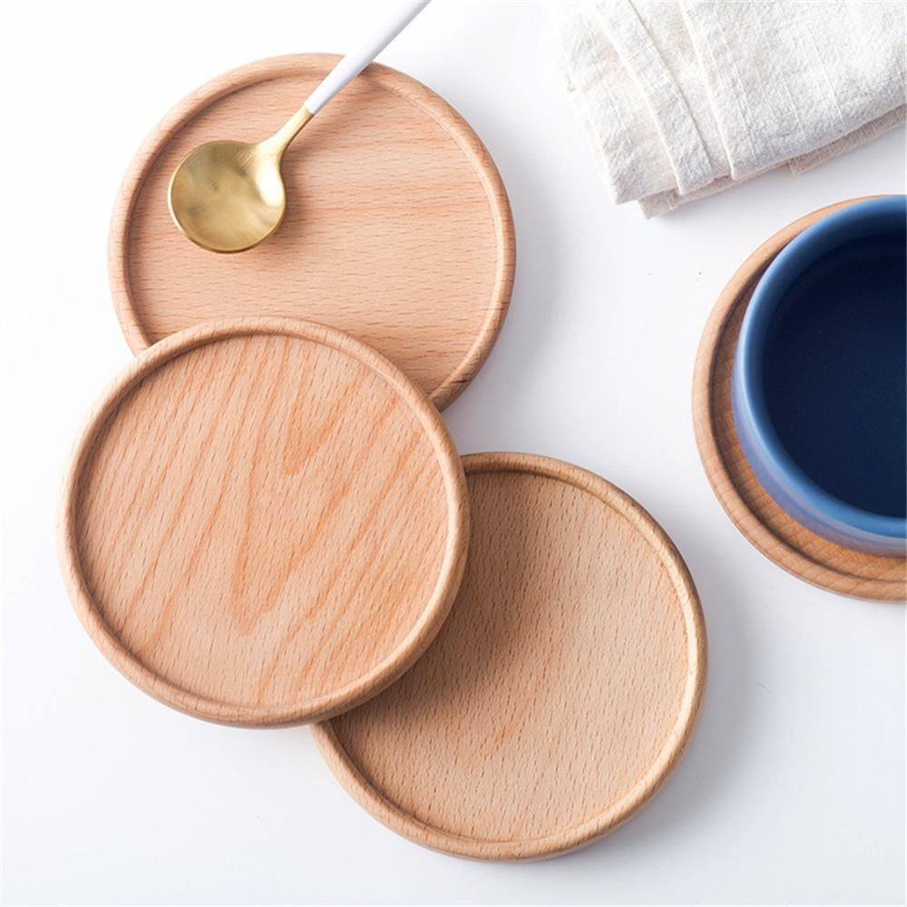Walnut Wood Coasters Placemats Square Round Home Table Drink Mat Cup Pad  Solid