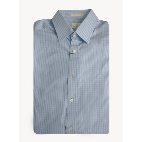 GANT DIAMOND G Men's Blue Check Fitted Town Collar Shirt 384215 Size 40