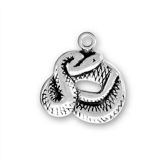 Sterling Silver 16" 1mm Box Chain Coiled Striking Snake Pendant Necklace