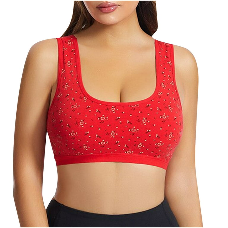 RQYYD Seamless Comfortable Floral Sports Bras for Women Longline Padded Bra  Yoga Crop Tank Tops Fitness Workout Running Top Red XXL 