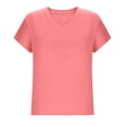 thumbnail image 5 of AherBiu Summer Tops for Women Short Sleeve V Neck Tshirt Casual Loose Comfy Fitted Basic Plain Tees, 5 of 7