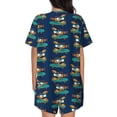 thumbnail image 6 of Rateoe Skateboard Rides Cartoon Lobster Pattern Women's Short-Sleeved Pajama Set - 2 Piece Soft and Lightweight Sleepwear Set-XX-Large, 6 of 7