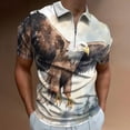 thumbnail image 2 of A Powerful Eagle (4) Men Zipper T-shirt Summer Casual Short Sleeve T-shirt Top, 2 of 7