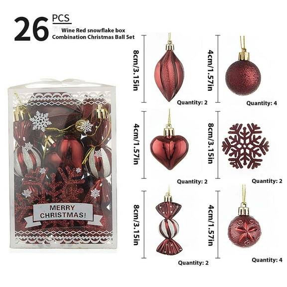 Fwttom 26pcs Christmas Ornaments Set - Painted Alien Christmas Ball Ornaments, Shatterproof Christmas Tree Ornaments for Wedding Party Christmas Decorations, Holiday Gifts