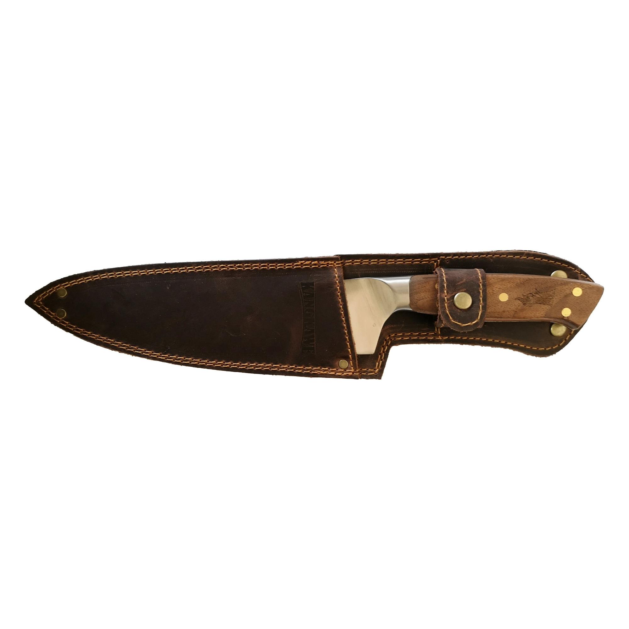 Cuchillo 8" Parrillero Catemu Con Funda De Cuero Café