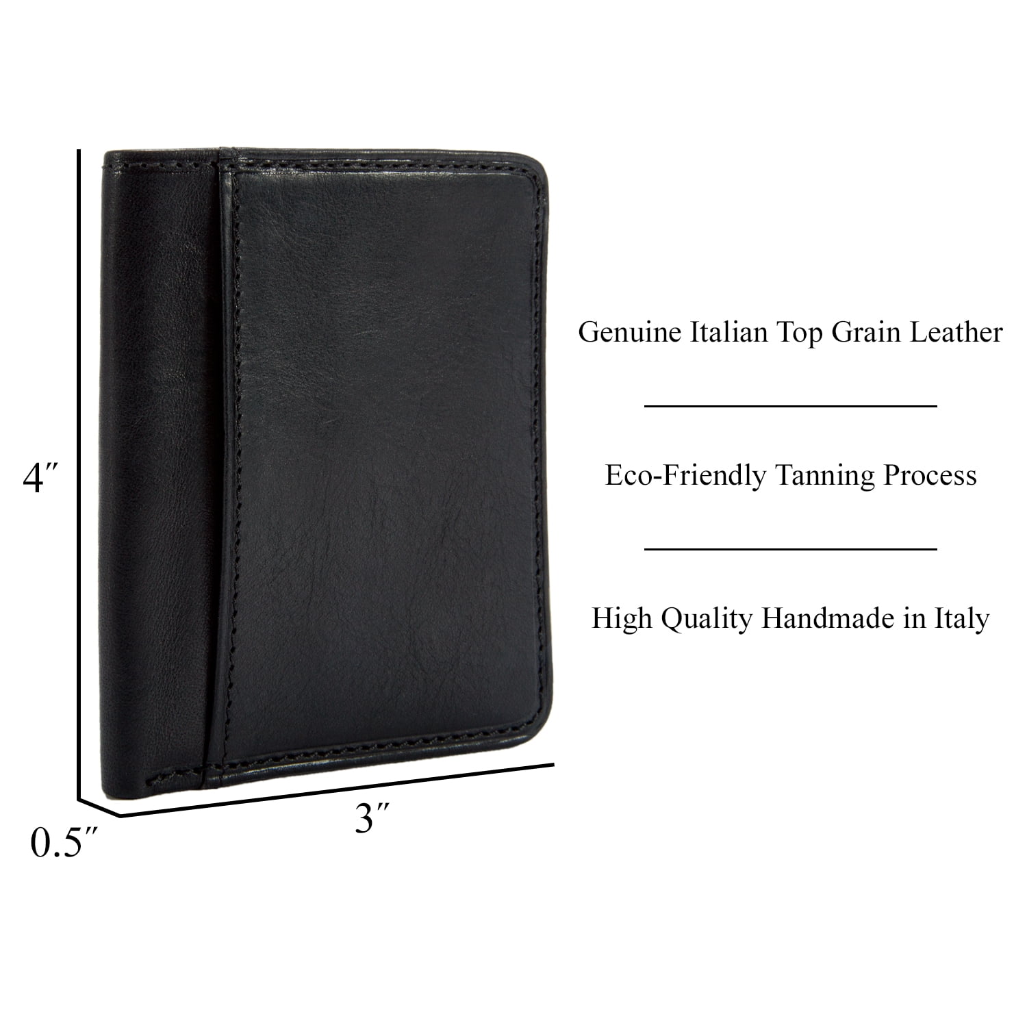 Tony Perotti Italian Leather Slim Front Pocket Bifold Weekend Wallet