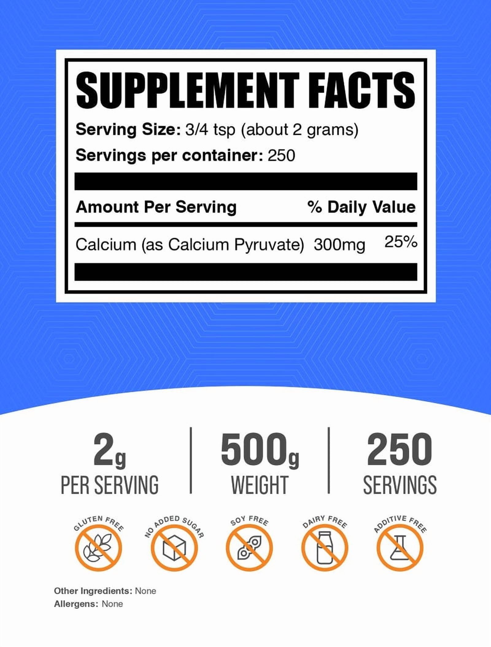 BulkSupplements Calcium Pyruvate Powder - 500 Grams (1.1 lbs)