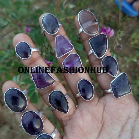 Amethyst Gemstone 925 Sterling Silver Plated Handmade Ring 75 pcs