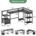 thumbnail image 3 of KOKEBREN L Shaped Desk 76 Inch Reversible Computer Desk with Drawer for Home Office,Corner Desk with Power Outlet,Monitor Shelf,Gray, 3 of 5