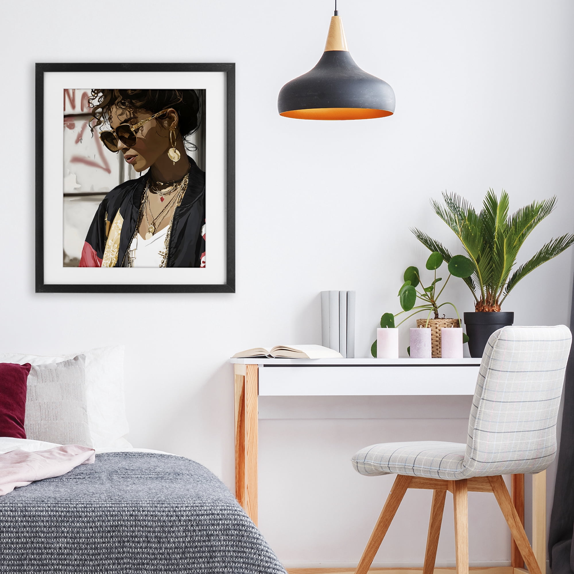 Stupell Industries Woman in Sunglasses With Jewelry Black Framed Print Under Glass, design by Franklyn Gregory